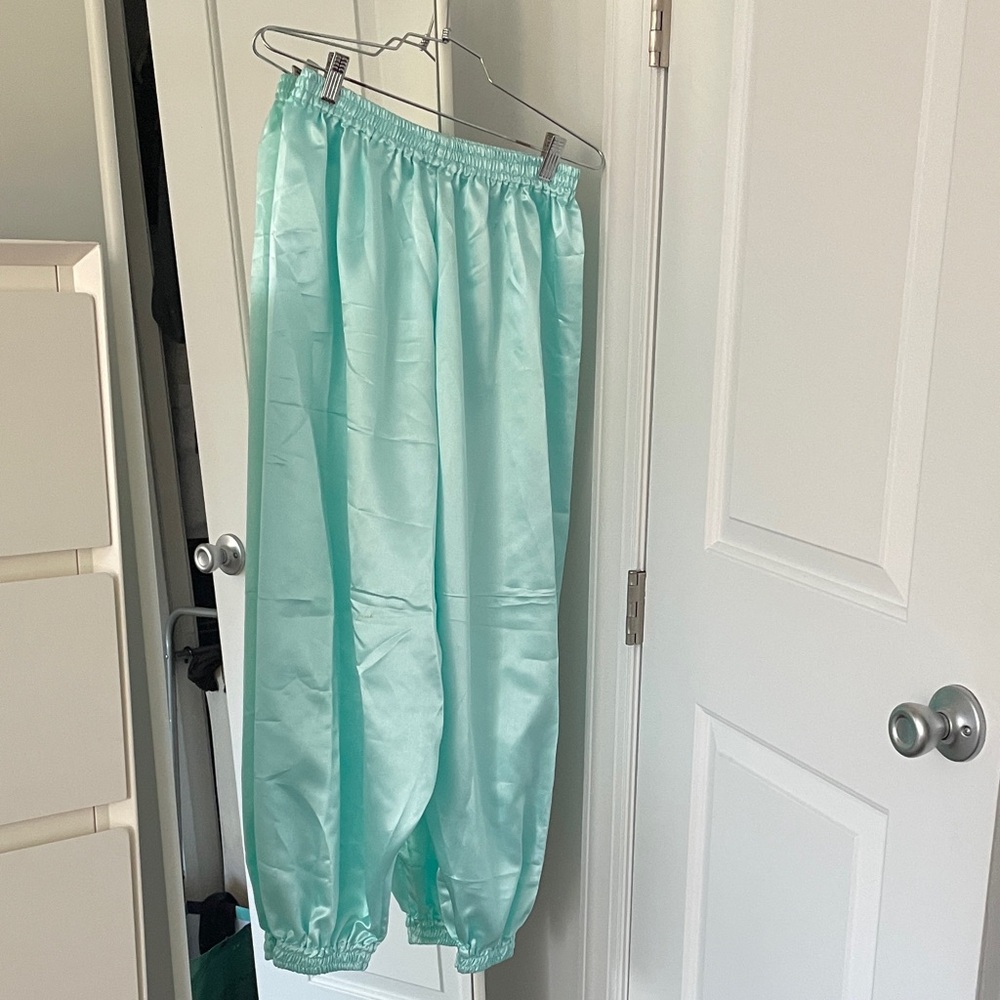 Aqua Satin Jogger Pants princess 👸 jasmine NWOT
